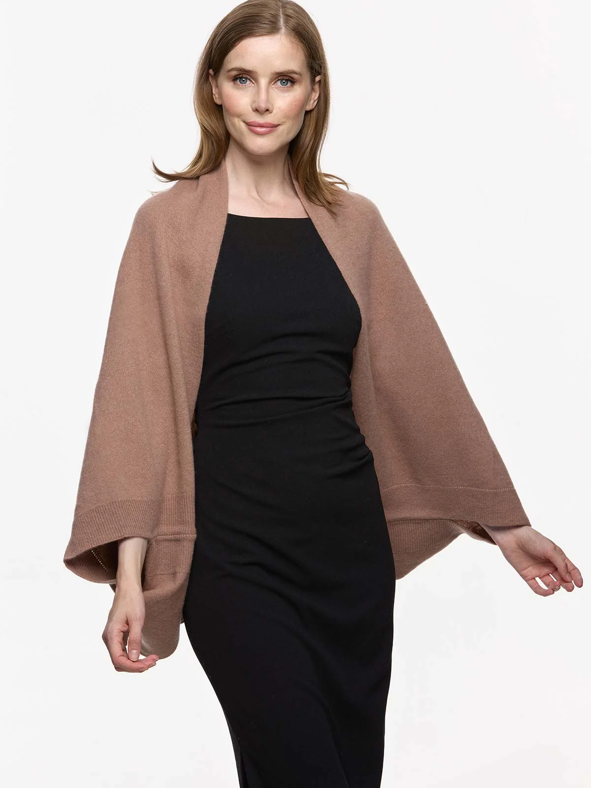 Camel Wearable Cashmere Wrap - Image 4