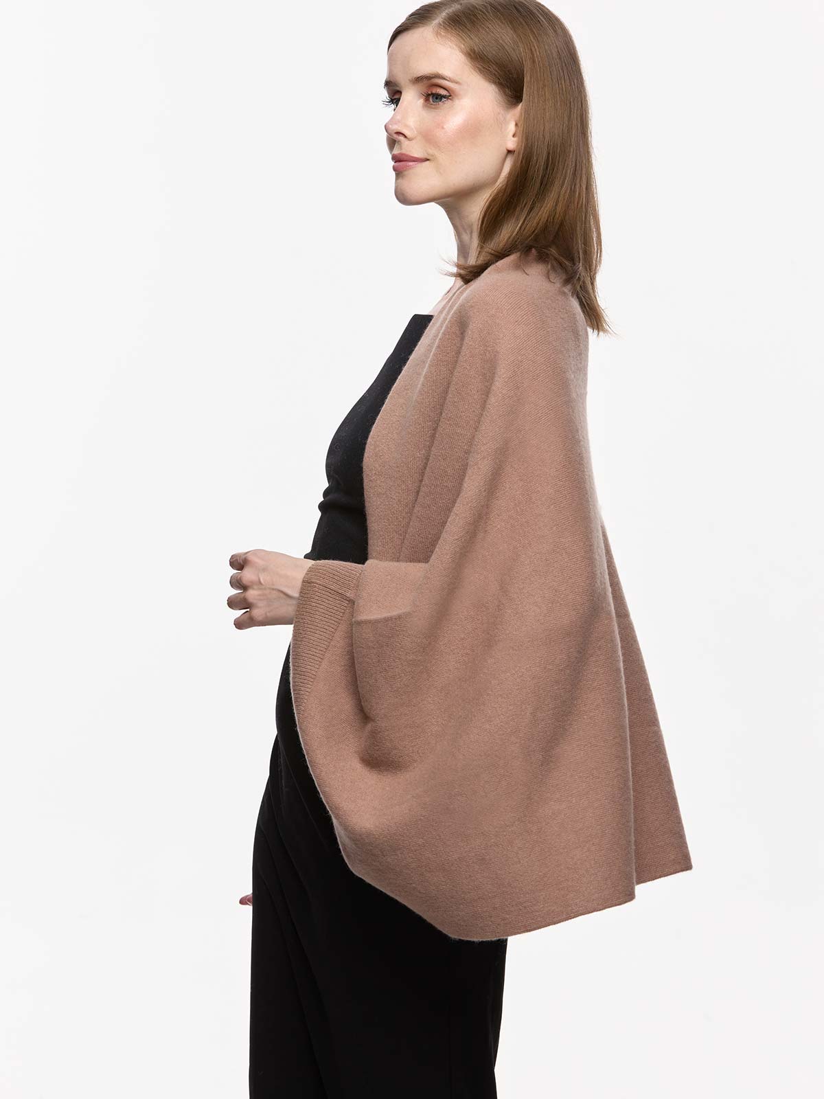 Camel Wearable Cashmere Wrap - Image 5