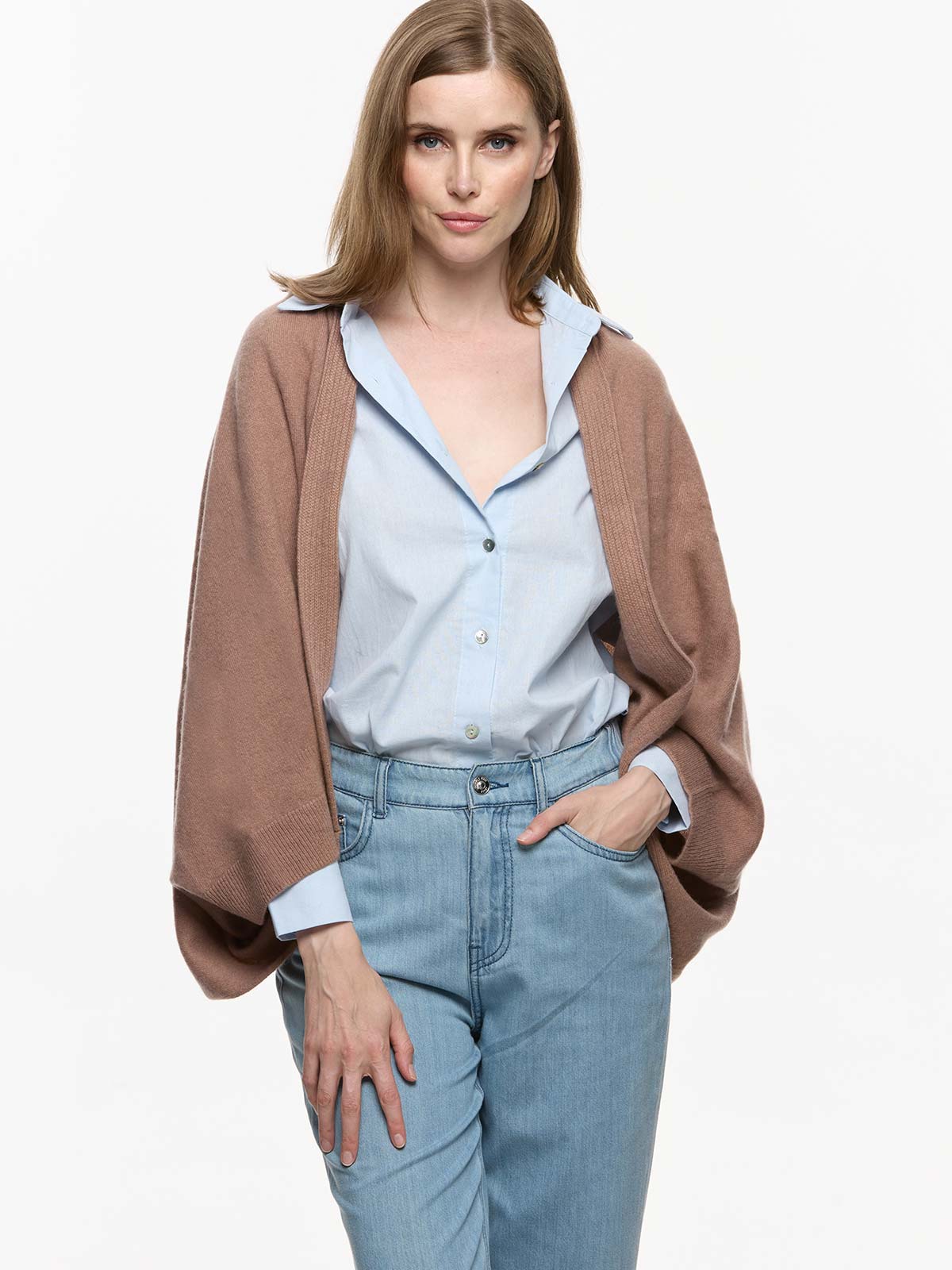 Camel Wearable Cashmere Wrap - Image 6