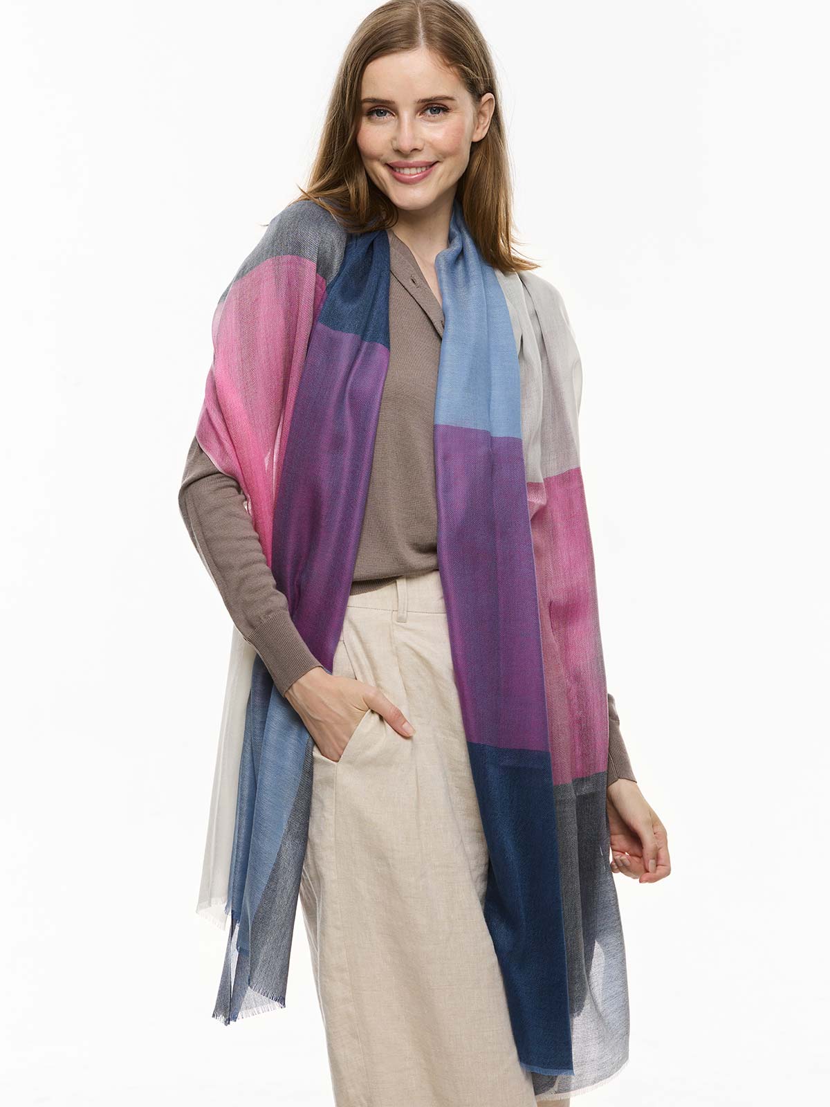 Featherlight Blue Purple Cashmere Scarf - Image 3