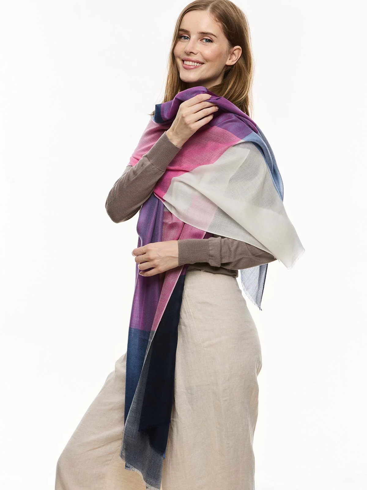 Featherlight Blue Purple Cashmere Scarf - Image 5