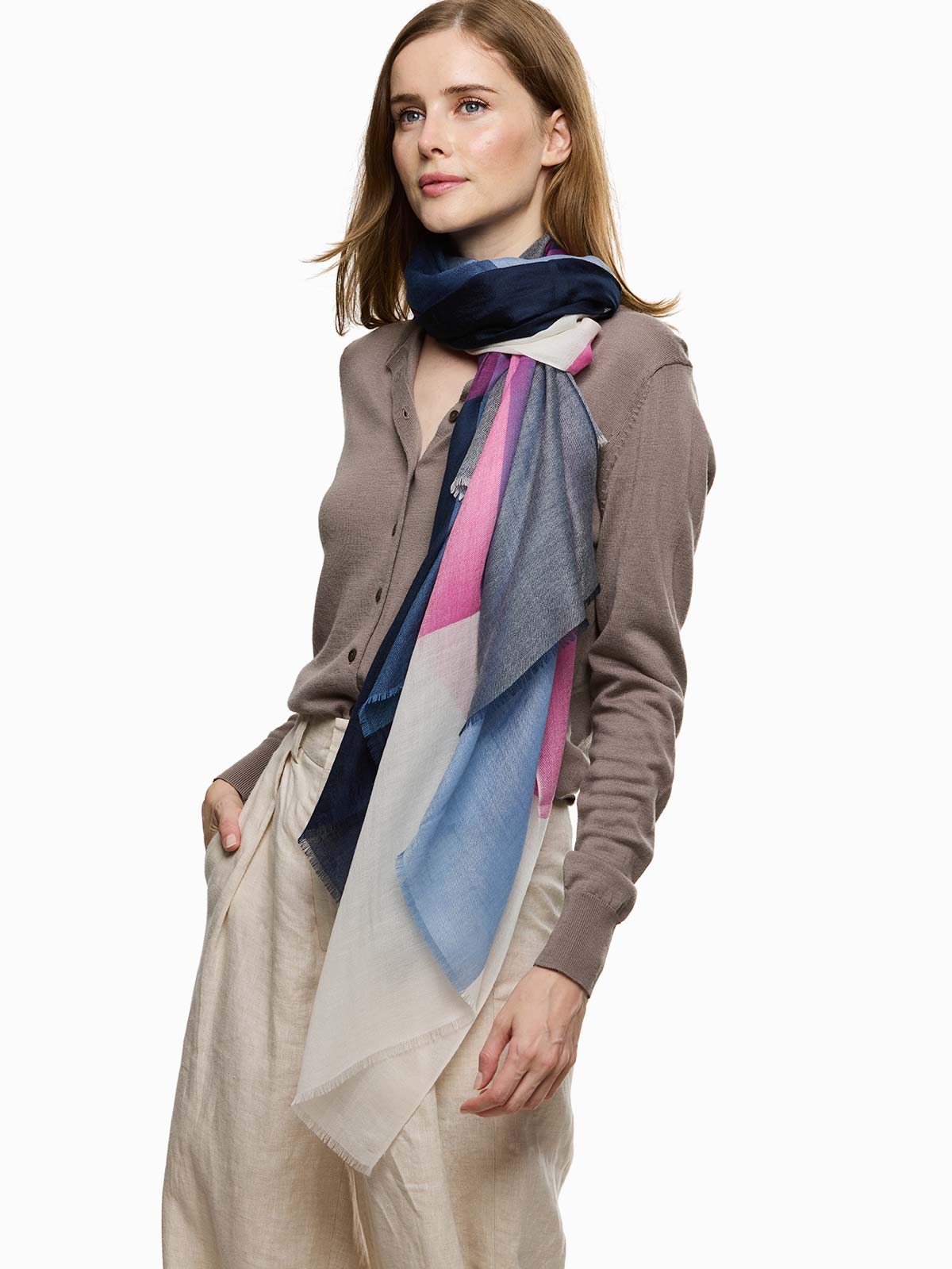 Featherlight Blue Purple Cashmere Scarf - Image 6