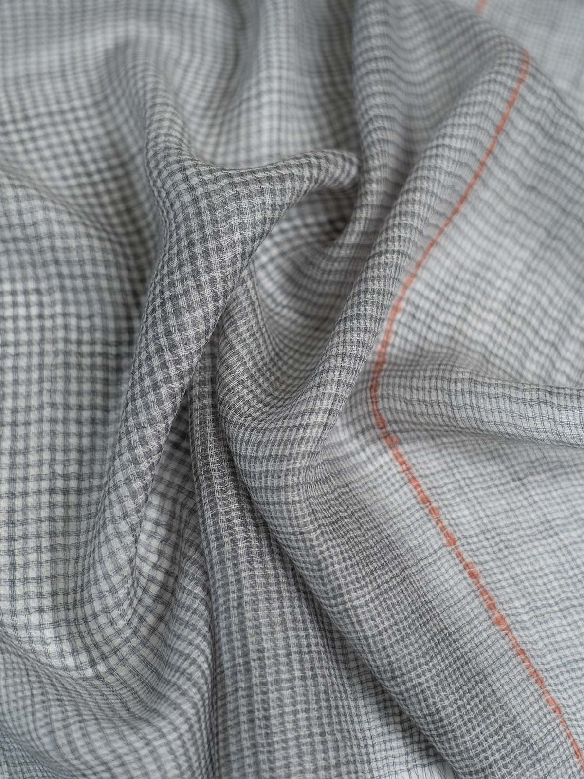 Featherlight Light Gray Plaid Cashmere Scarf - Image 6