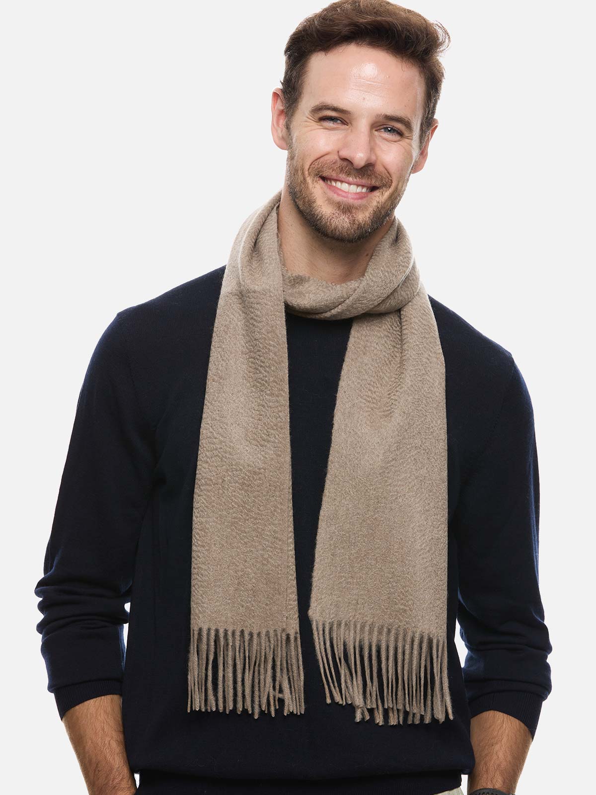 Oatmeal Mens Cashmere Scarf - Image 4