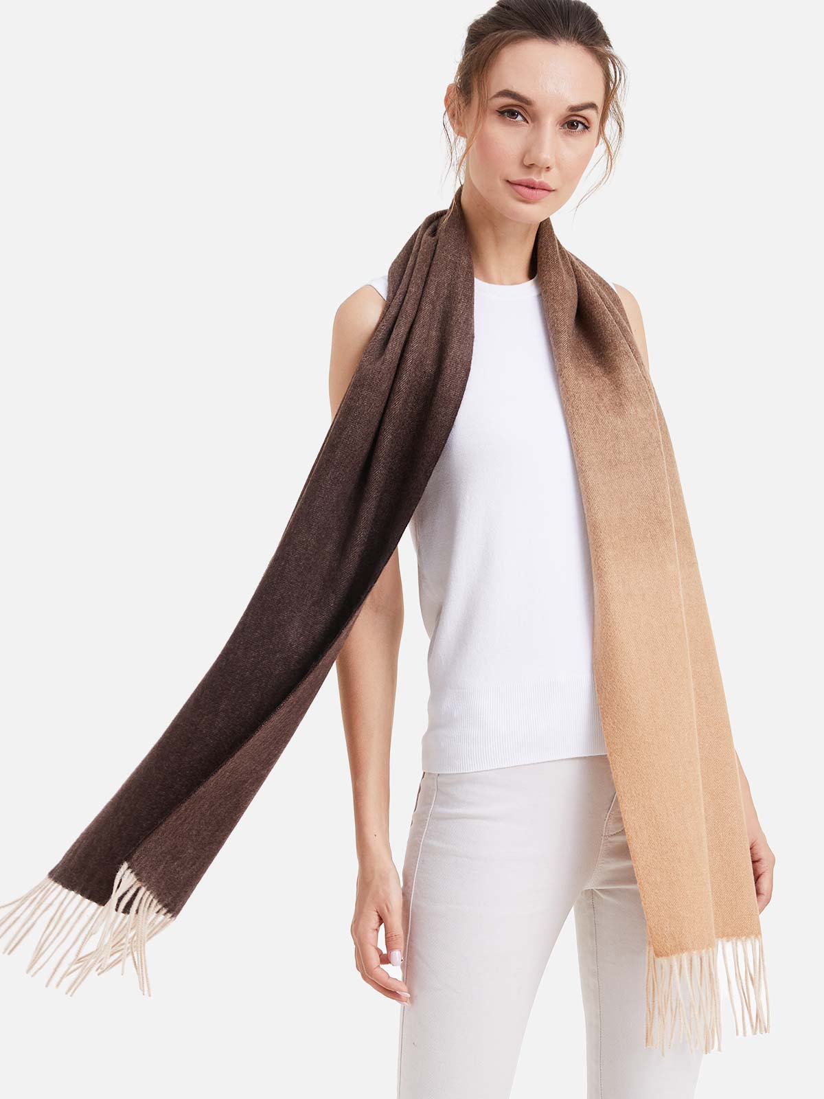 Chocolate Ombre Cashmere Scarf - Image 5