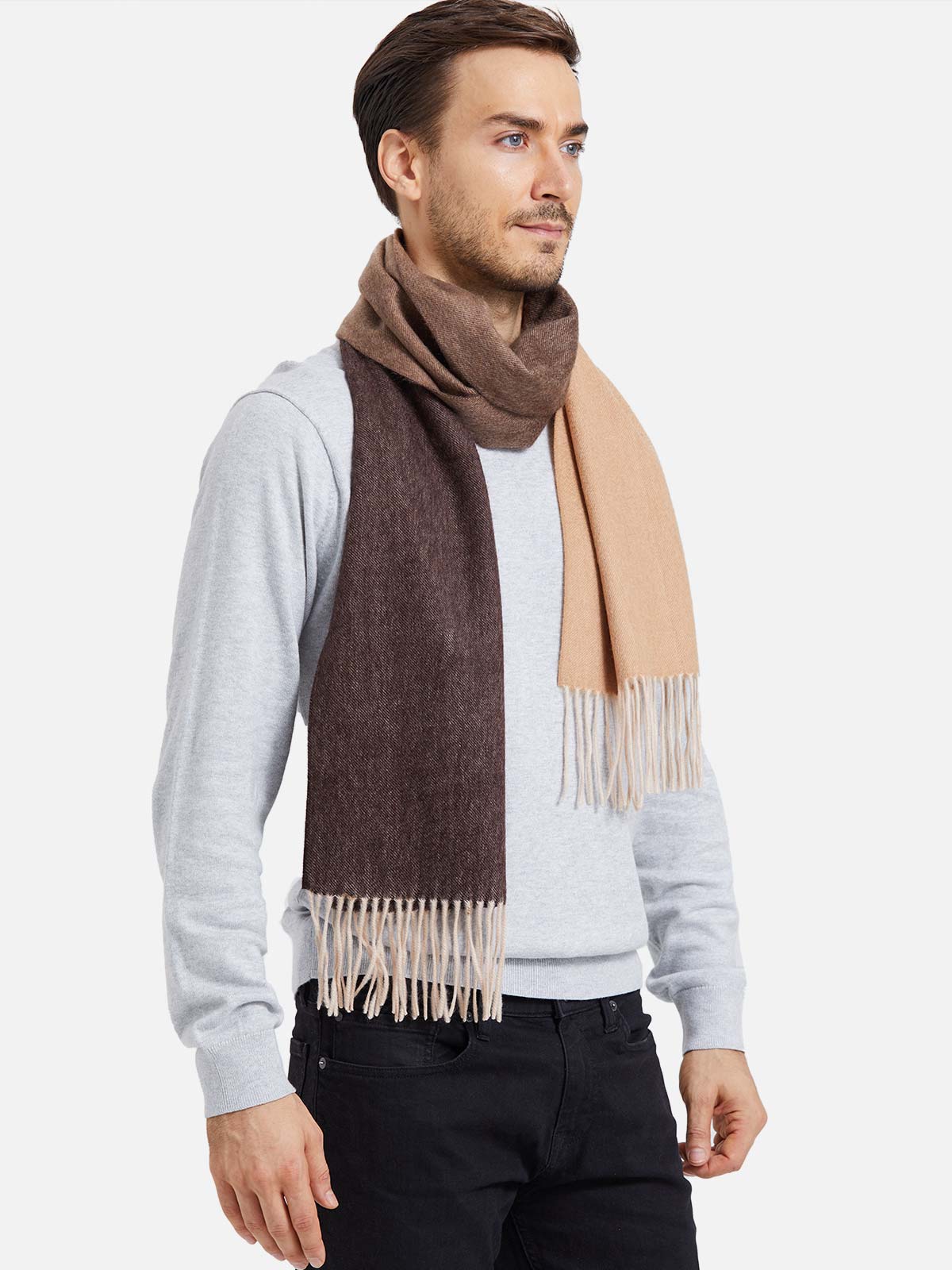 Chocolate Ombre Mens Cashmere Scarf - Image 3