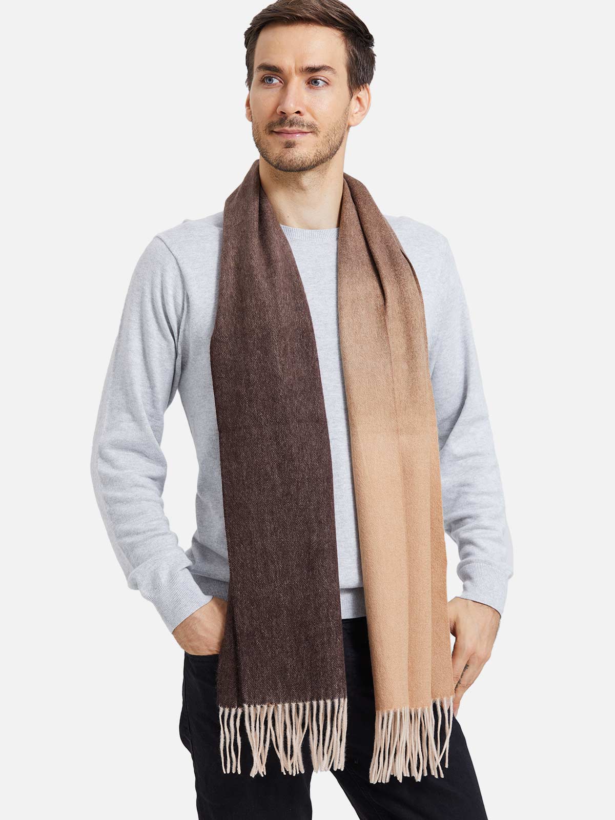 Chocolate Ombre Mens Cashmere Scarf - Image 4