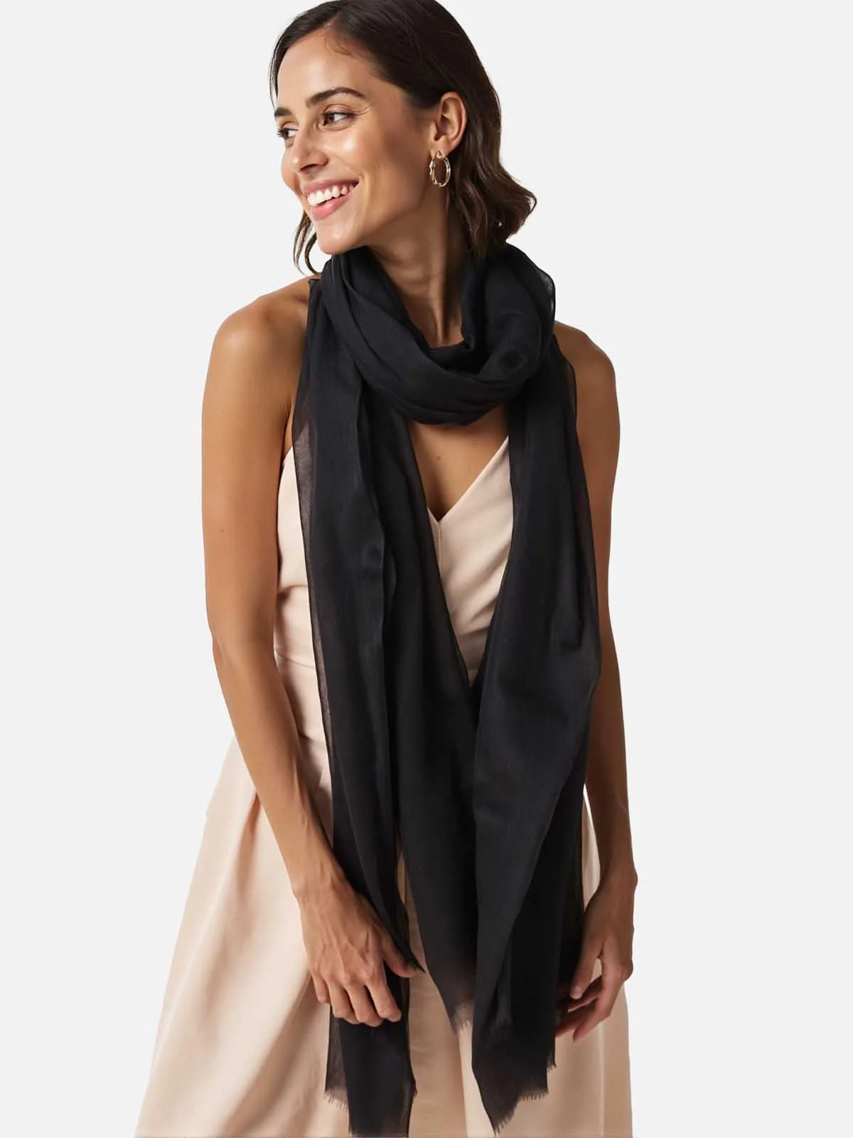 Featherlight Black Cashmere Scarf - Image 3