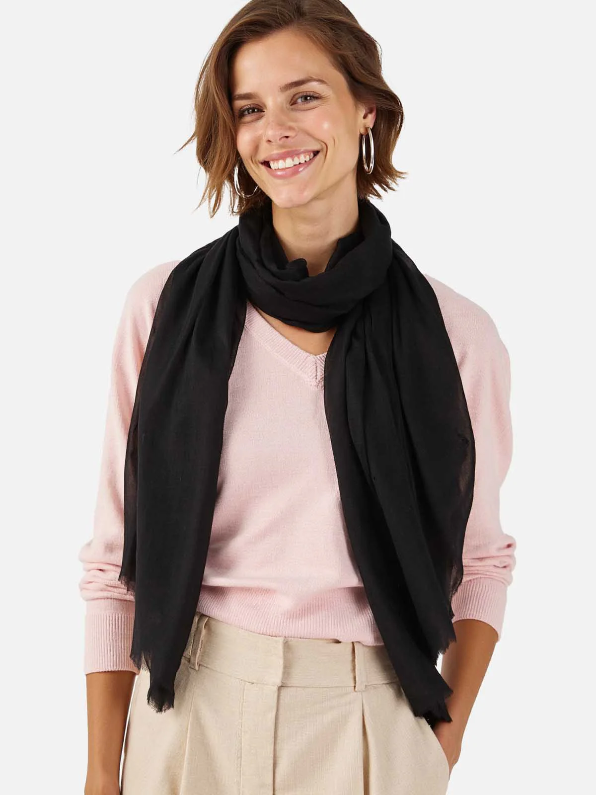 Featherlight Black Cashmere Scarf - Image 5