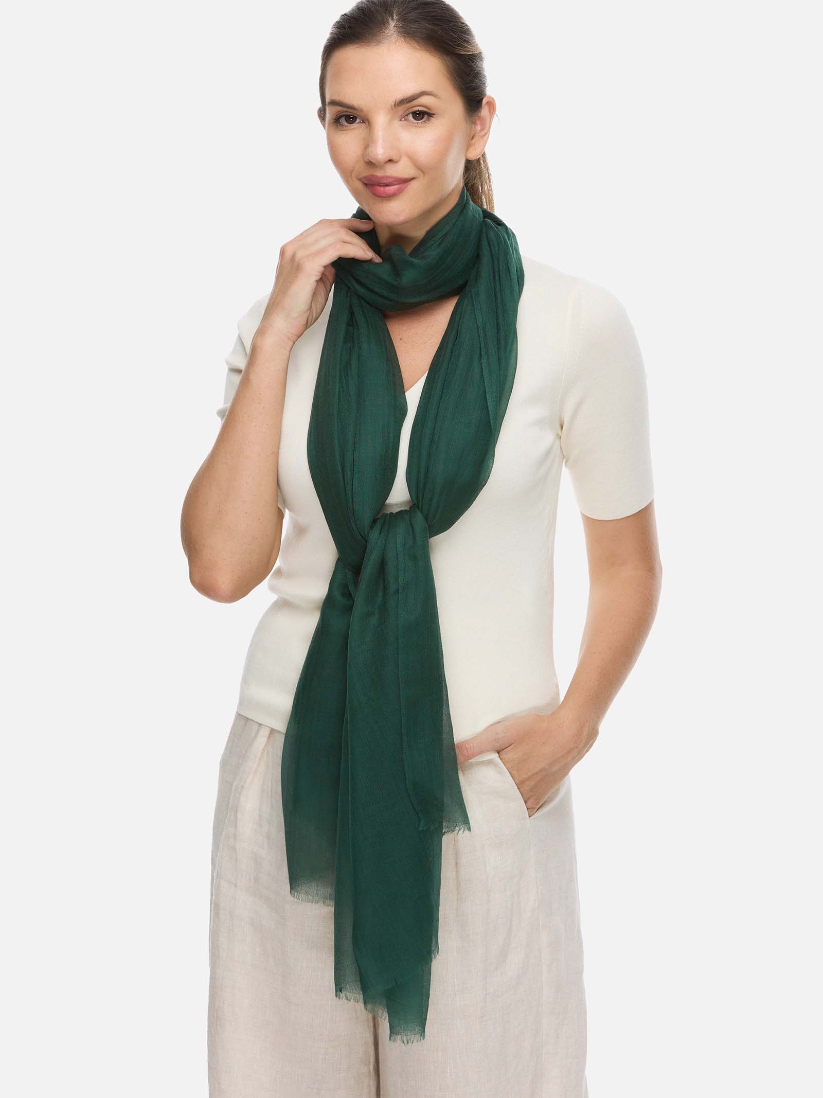 Featherlight Emerald Green Cashmere Scarf - Image 3