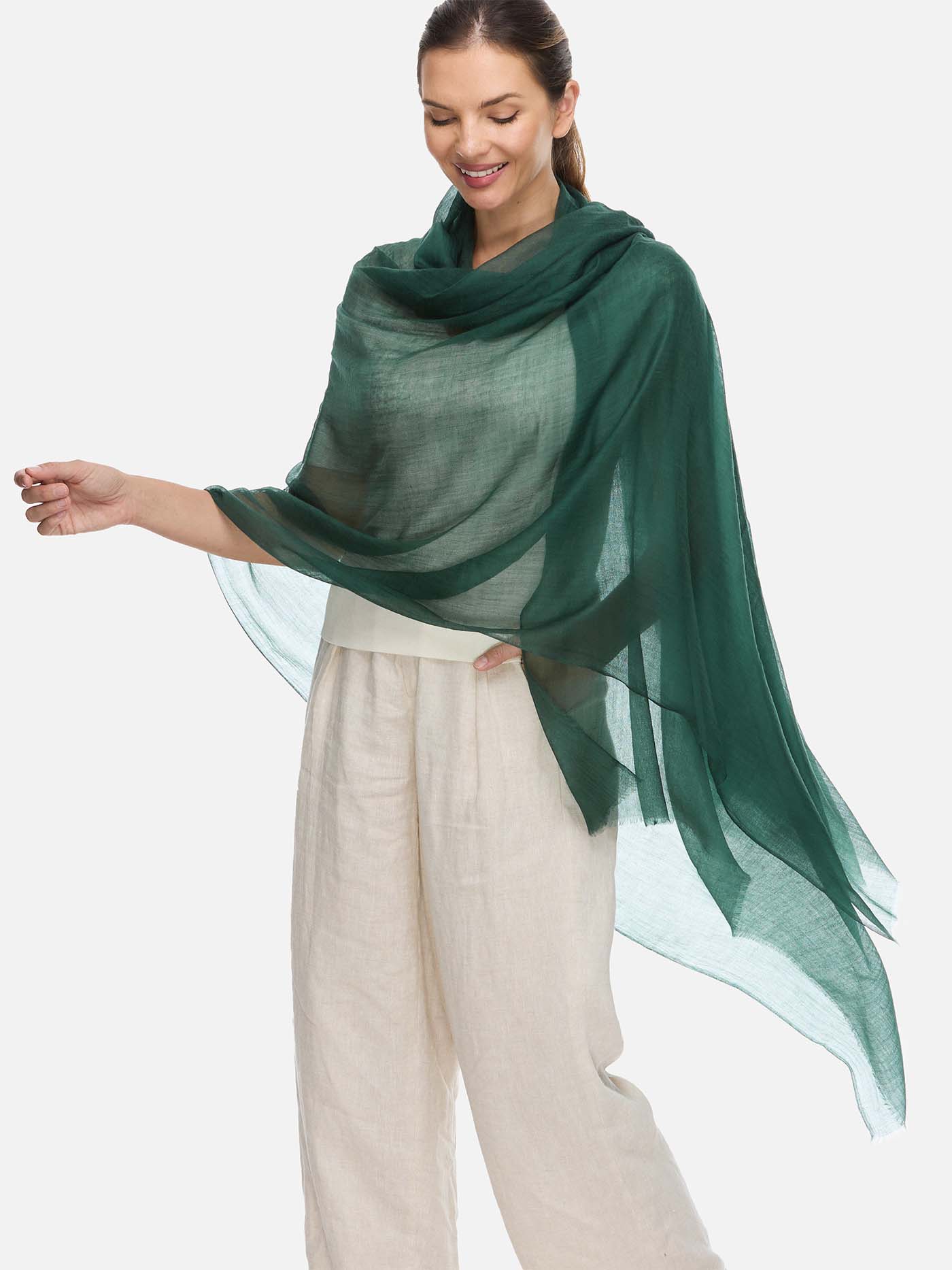 Featherlight Emerald Green Cashmere Scarf - Image 4