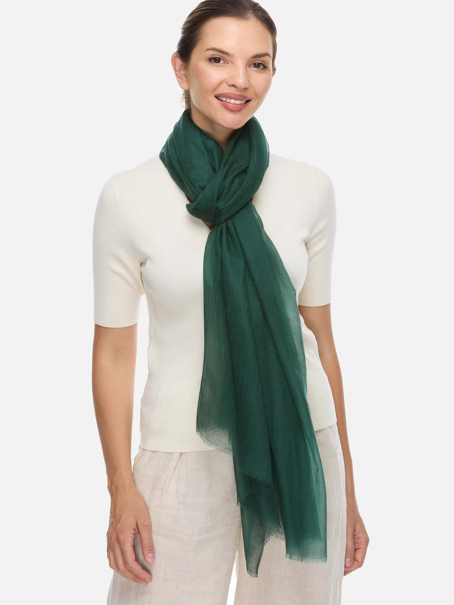 Featherlight Emerald Green Cashmere Scarf - Image 5