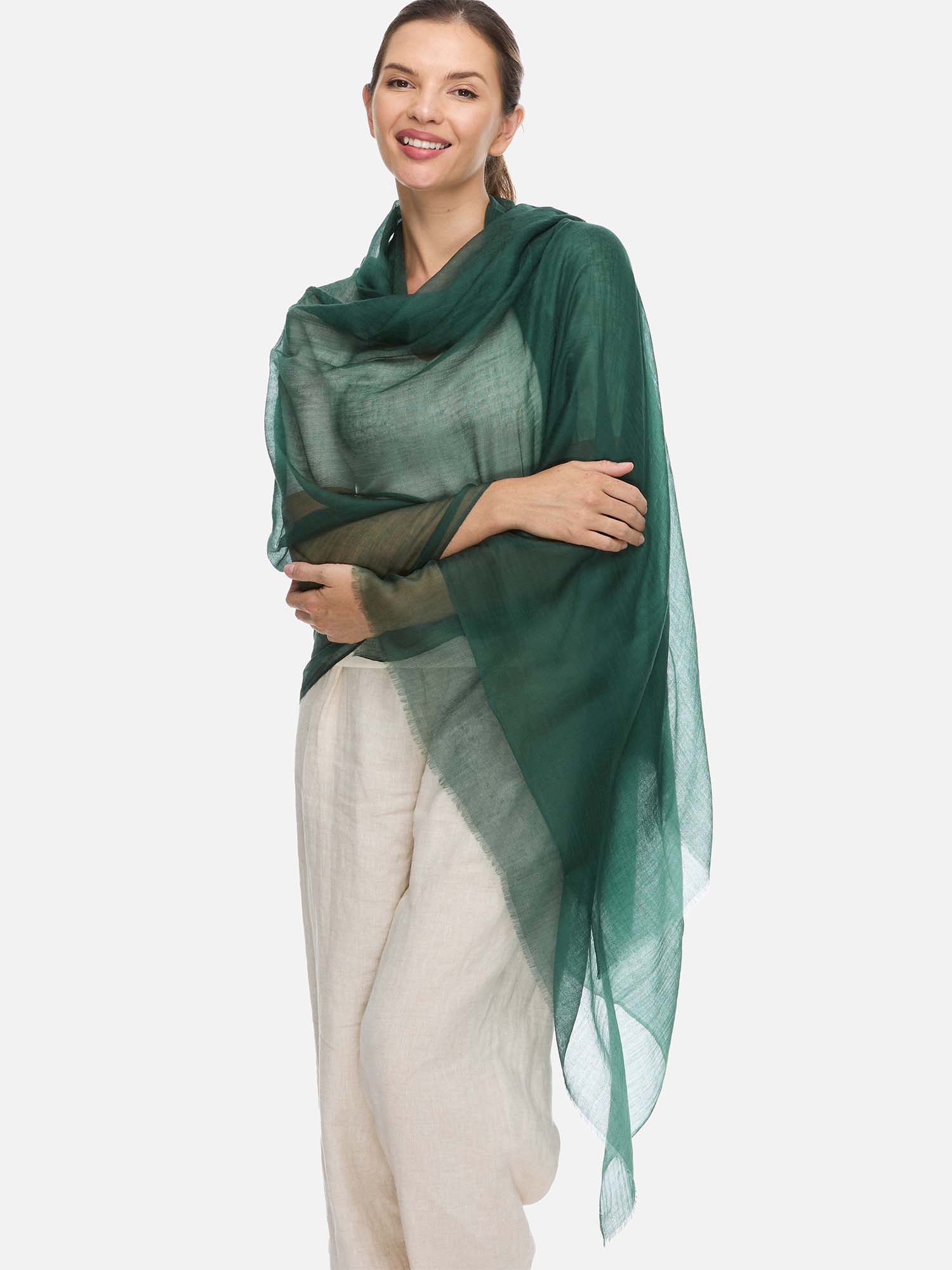 Featherlight Emerald Green Cashmere Scarf - Image 6