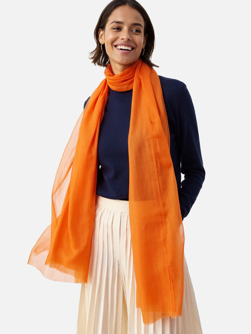 Featherlight Orange Cashmere Scarf - Image 3
