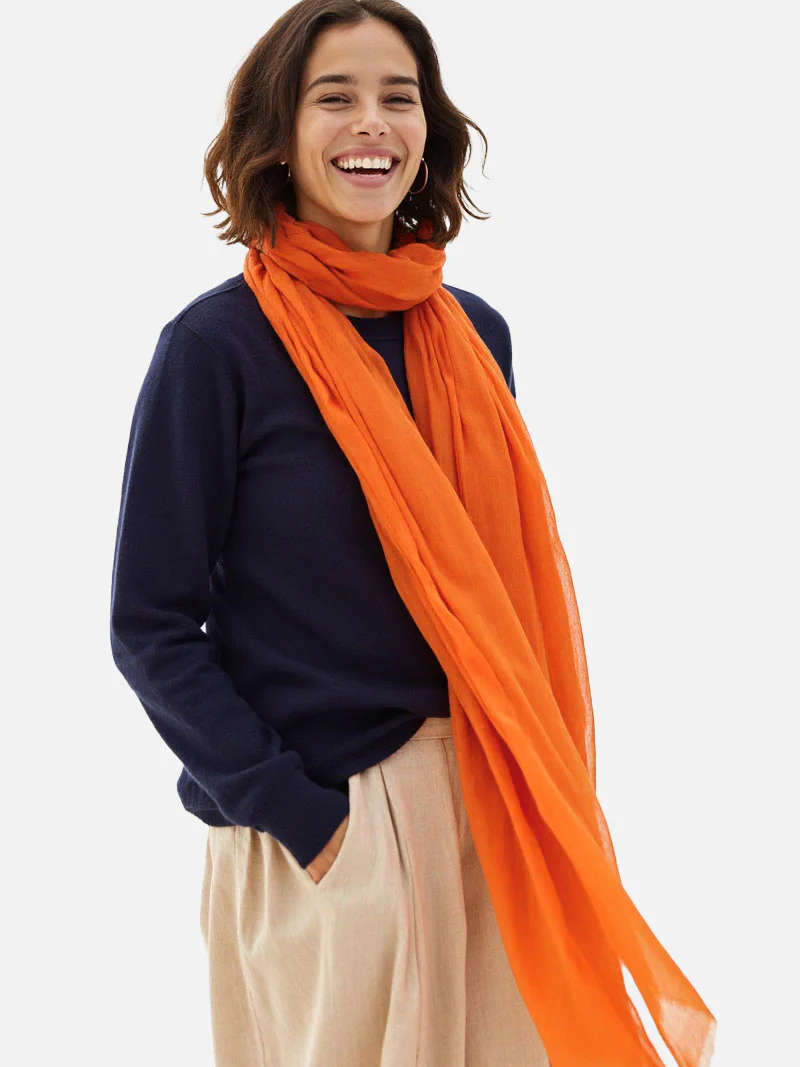 Featherlight Orange Cashmere Scarf - Image 4