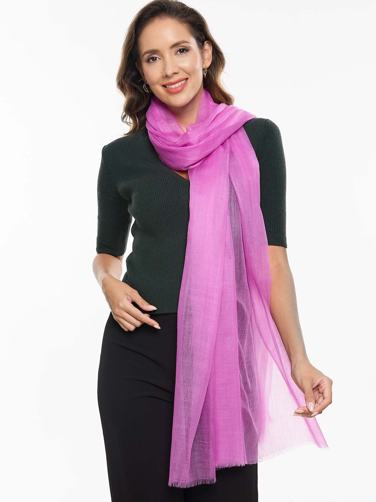 Featherlight Orchid Cashmere Scarf - Image 3