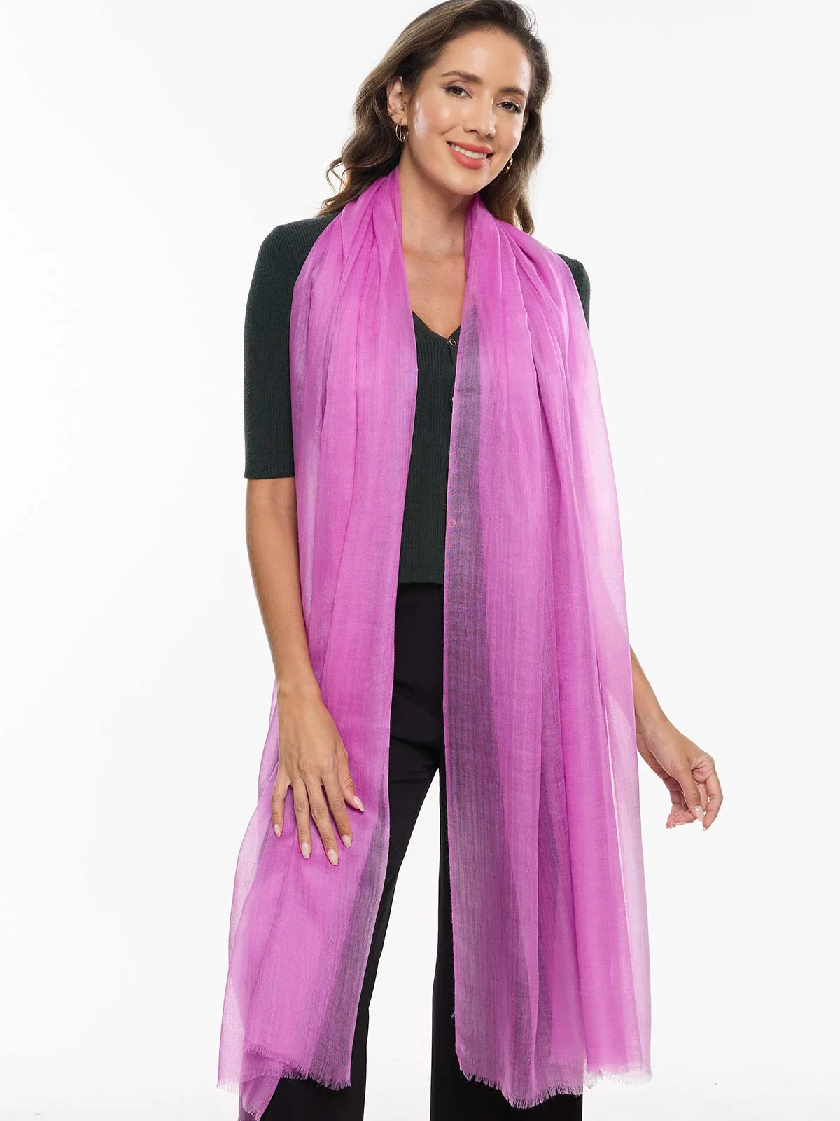 Featherlight Orchid Cashmere Scarf - Image 6