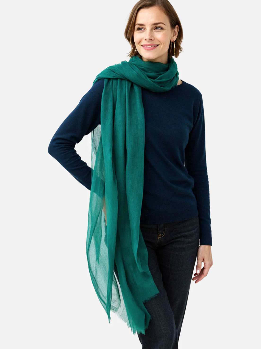 Featherlight Pine Green Cashmere Scarf - Image 3