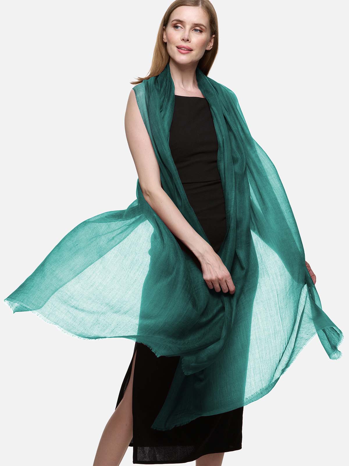 Featherlight Pine Green Cashmere Scarf - Image 4