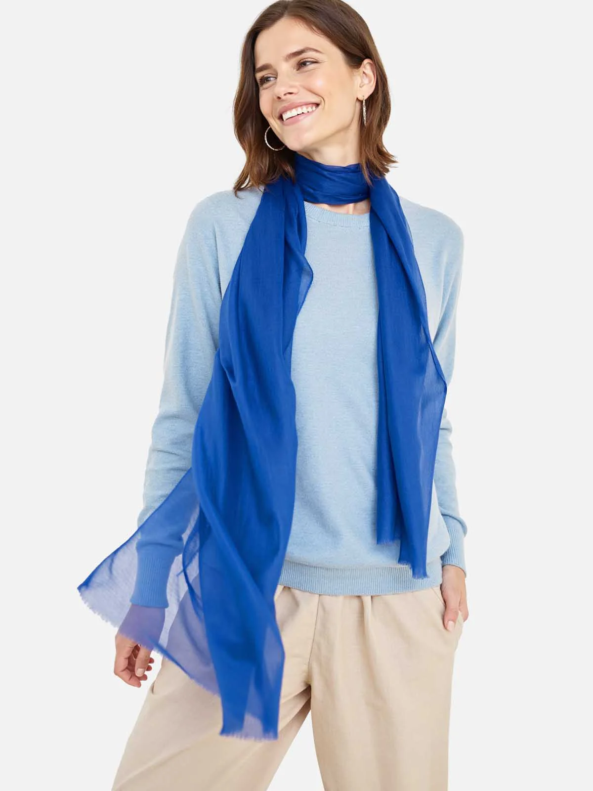 Featherlight Sapphire Cashmere Scarf - Image 3