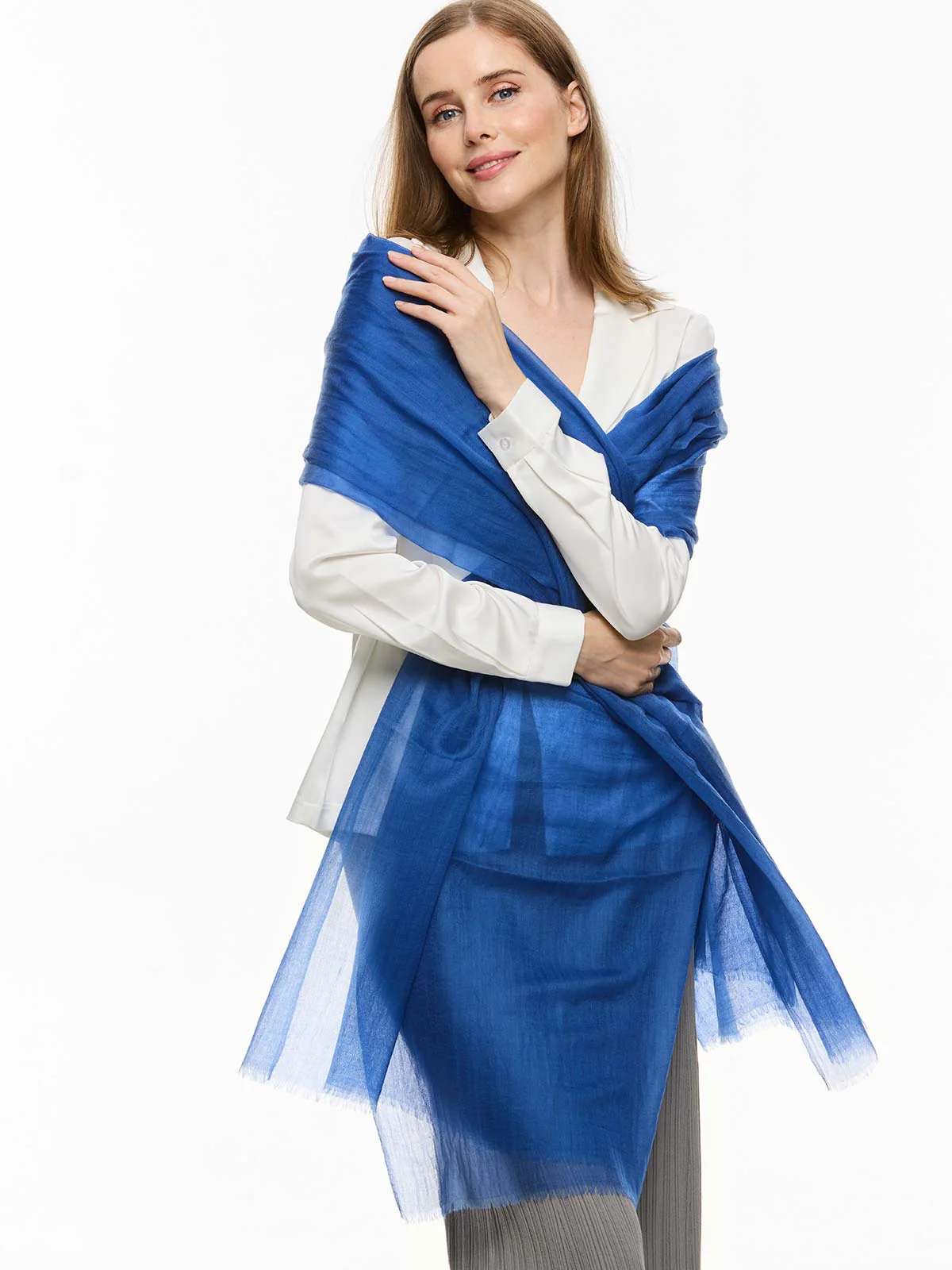 Featherlight Sapphire Cashmere Scarf - Image 6