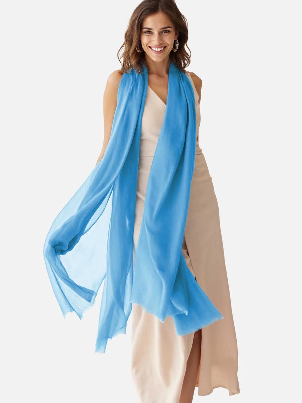 Featherlight Sky Blue Cashmere Scarf - Image 3