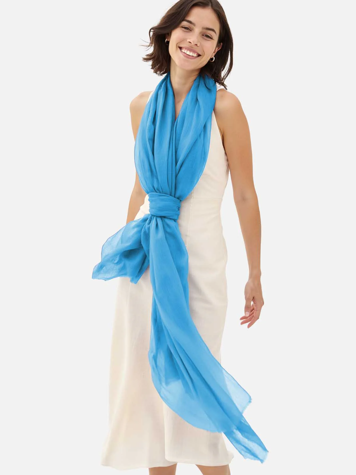 Featherlight Sky Blue Cashmere Scarf - Image 5