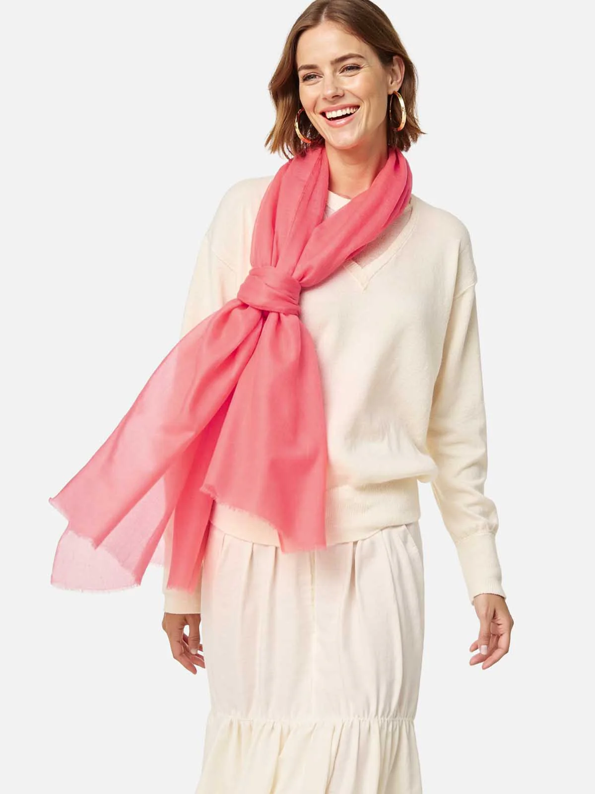 Featherlight Sugar Coral Cashmere Scarf - Image 4
