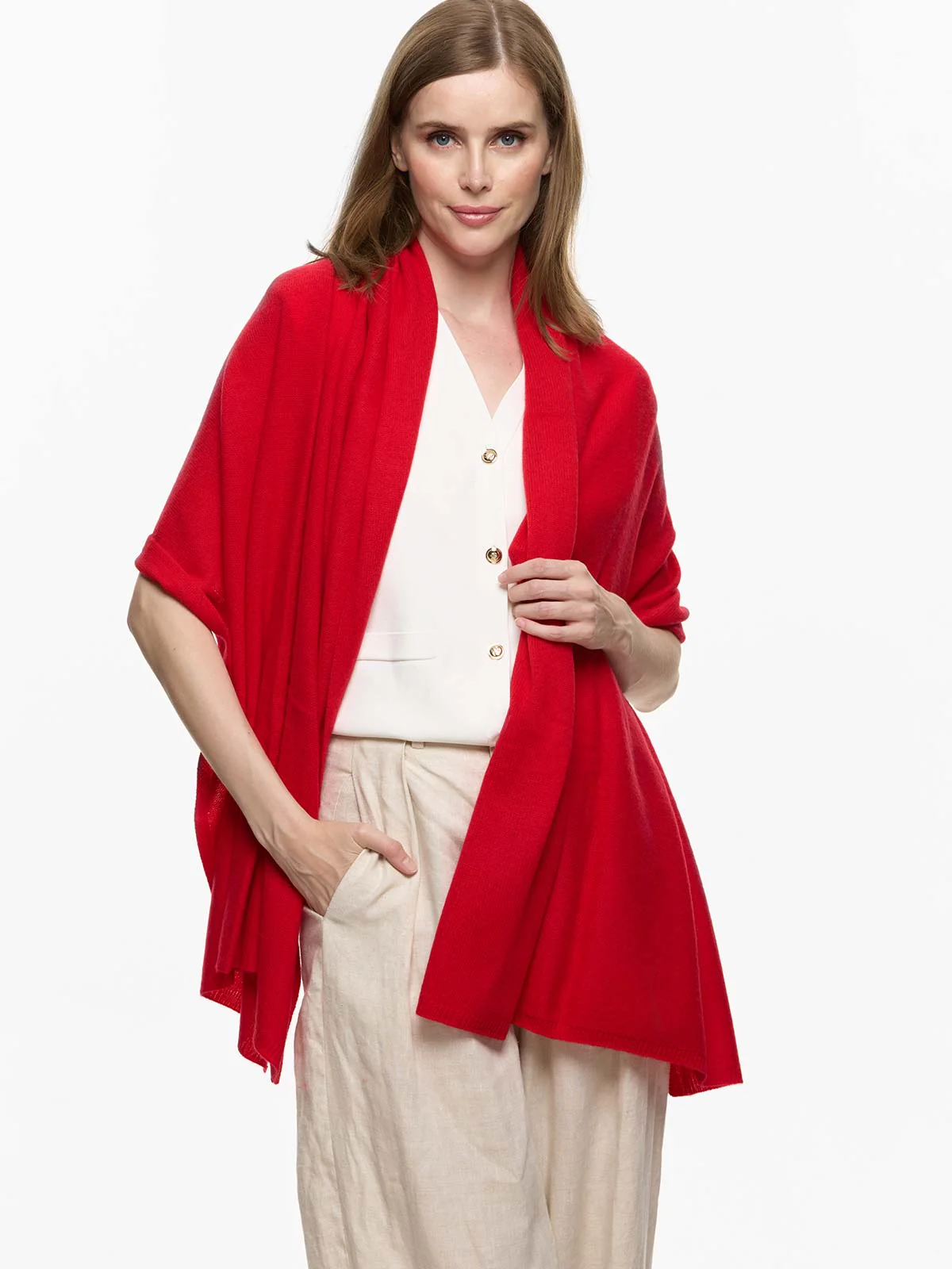 FlexKnit Red Cashmere Wrap - Image 3