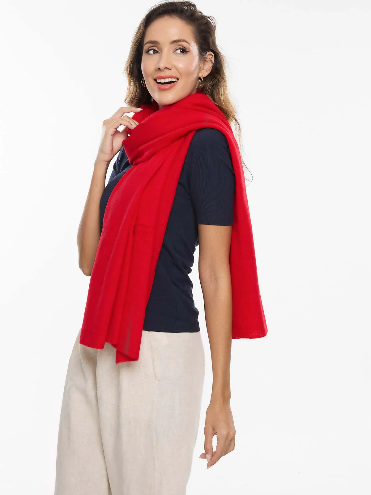 FlexKnit Red Cashmere Wrap - Image 6