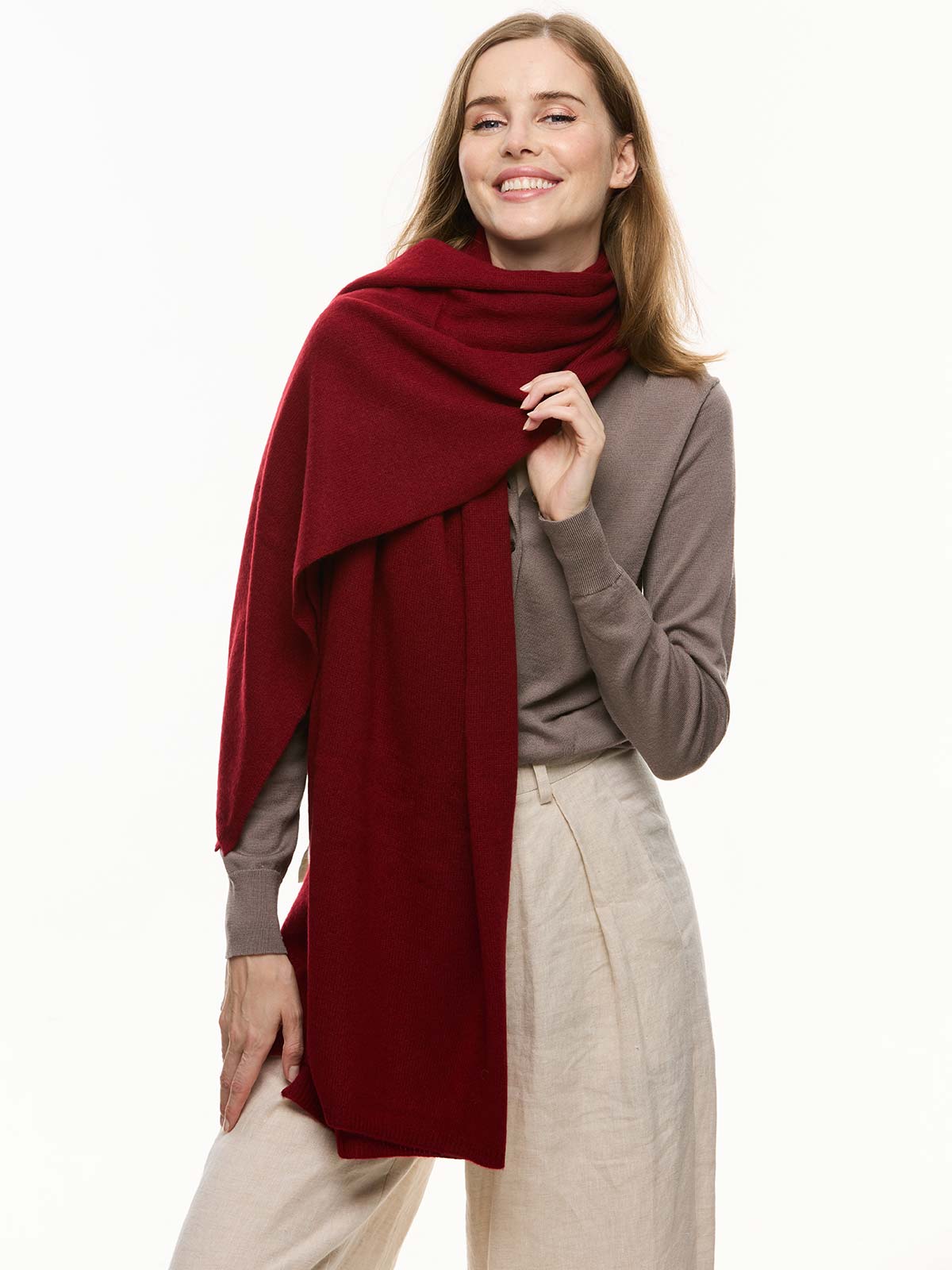 FlexKnit Wine Red Cashmere Wrap - Image 4