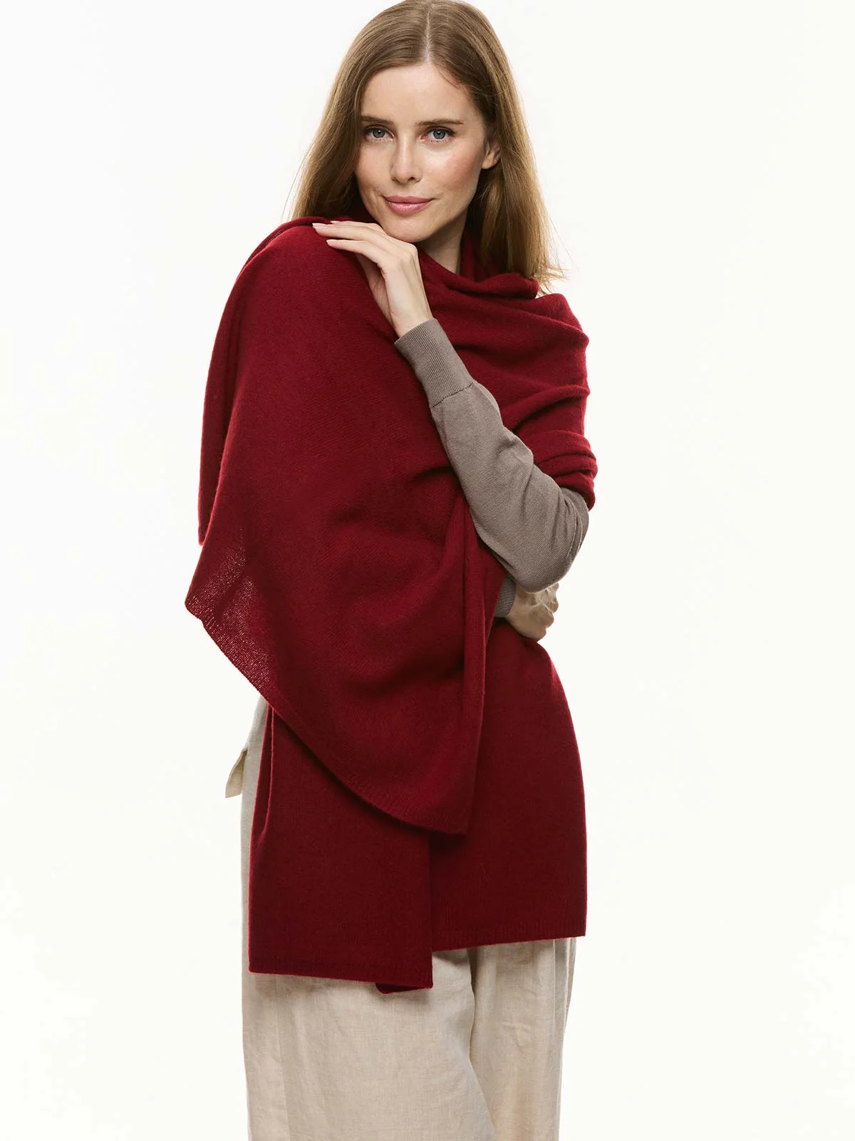 FlexKnit Wine Red Cashmere Wrap - Image 6