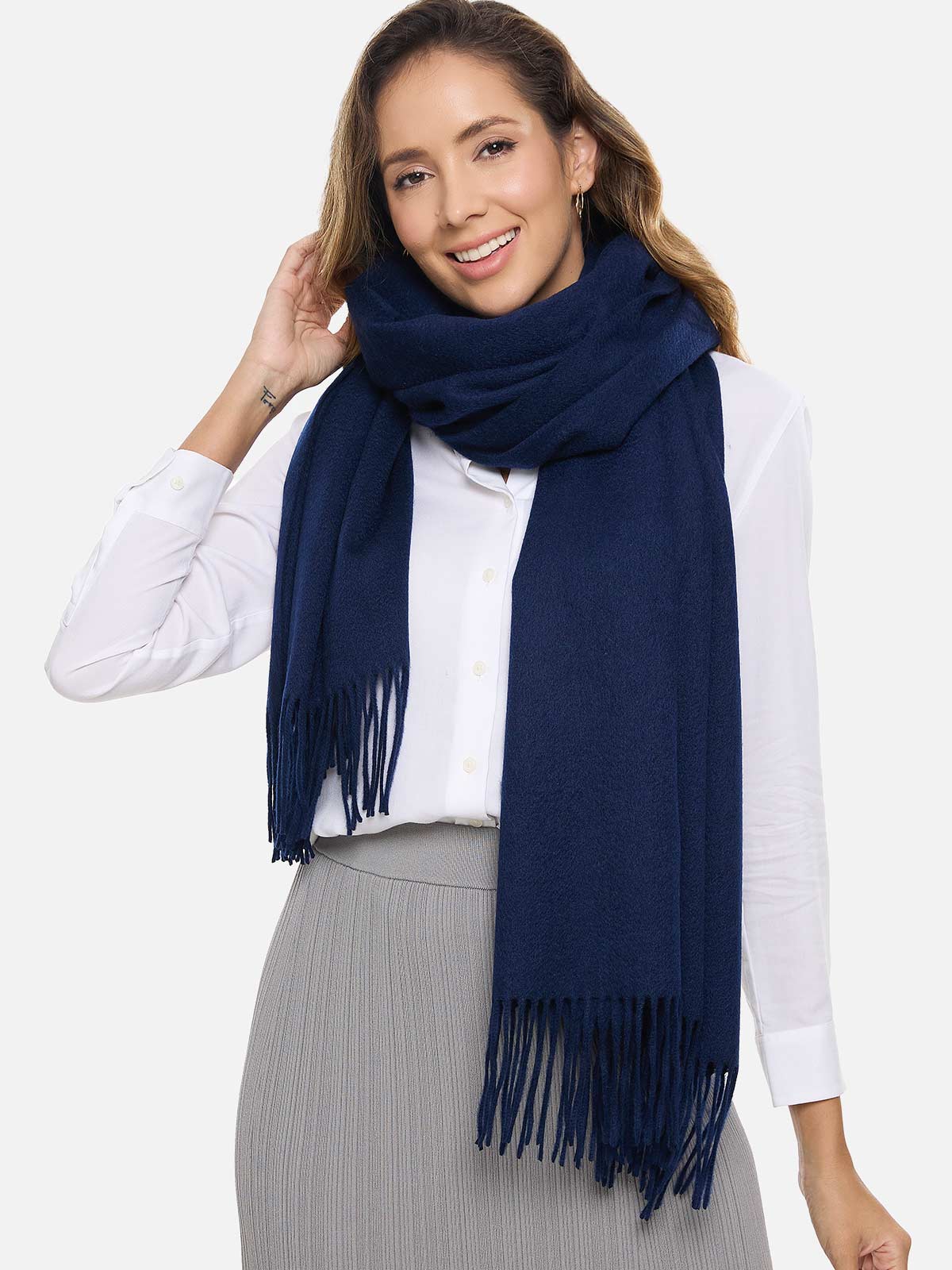 Navy Blue Cashmere Wrap - Image 4