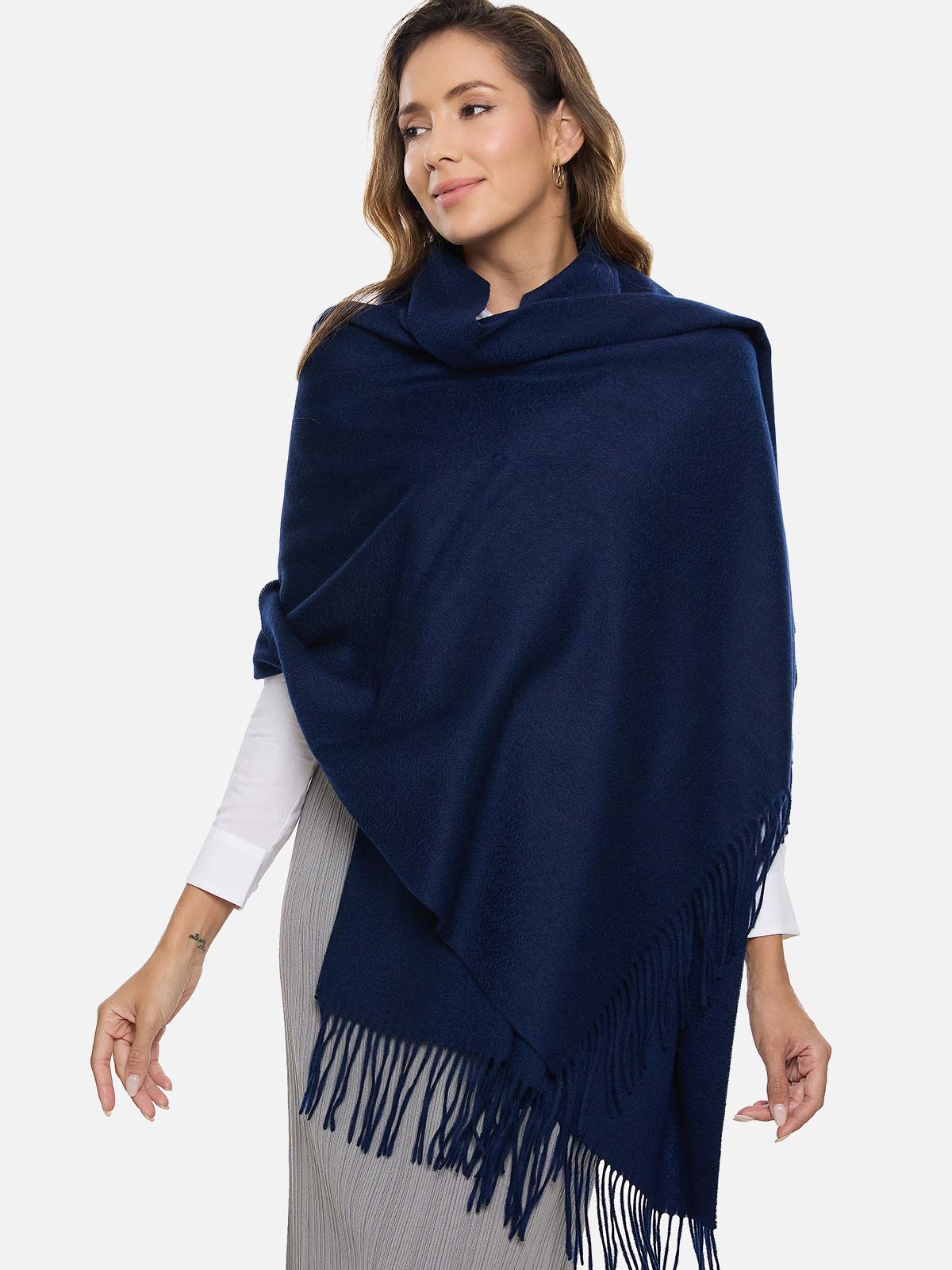 Navy Blue Cashmere Wrap - Image 7