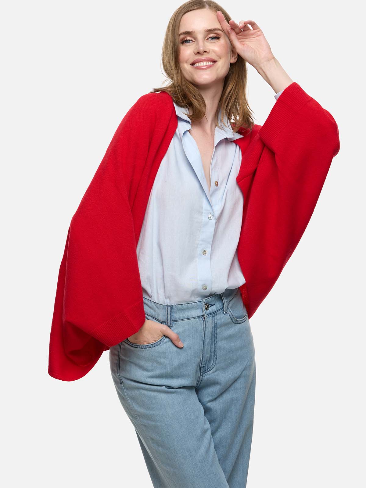 Red Wearable Cashmere Wrap - Image 3