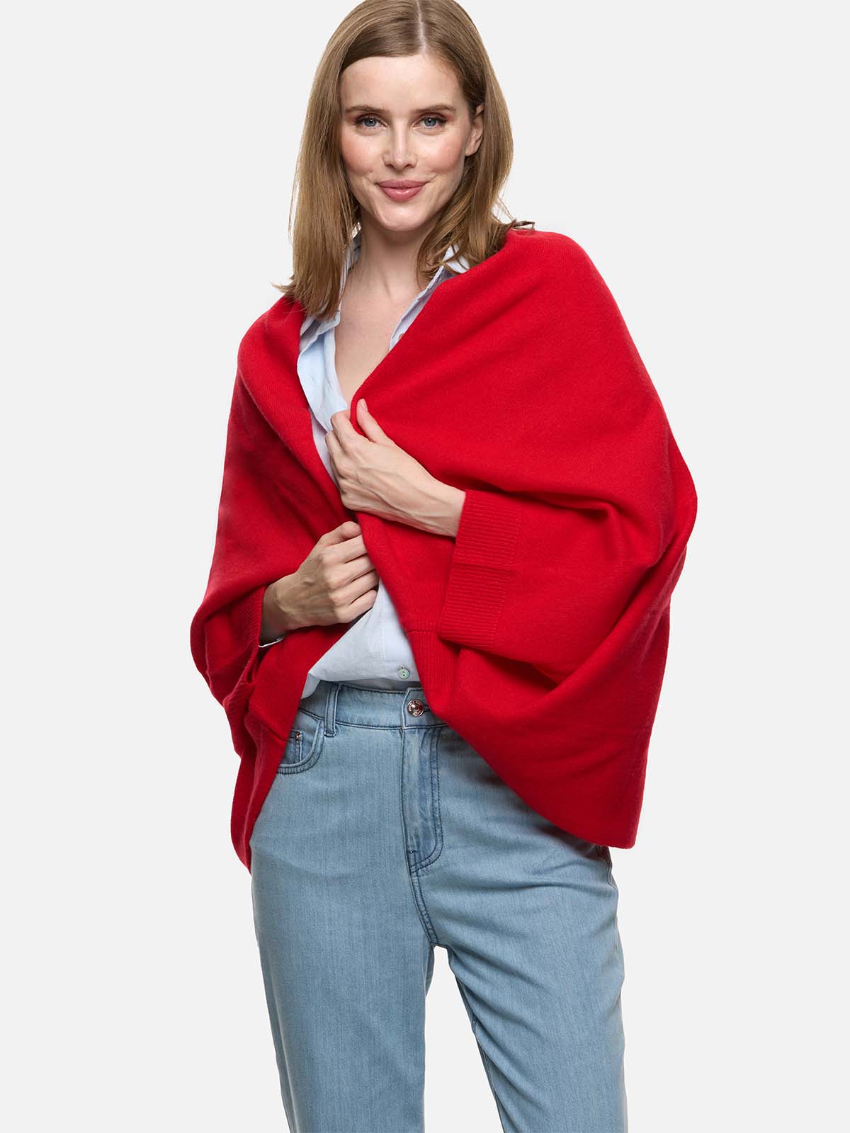 Red Wearable Cashmere Wrap - Image 4