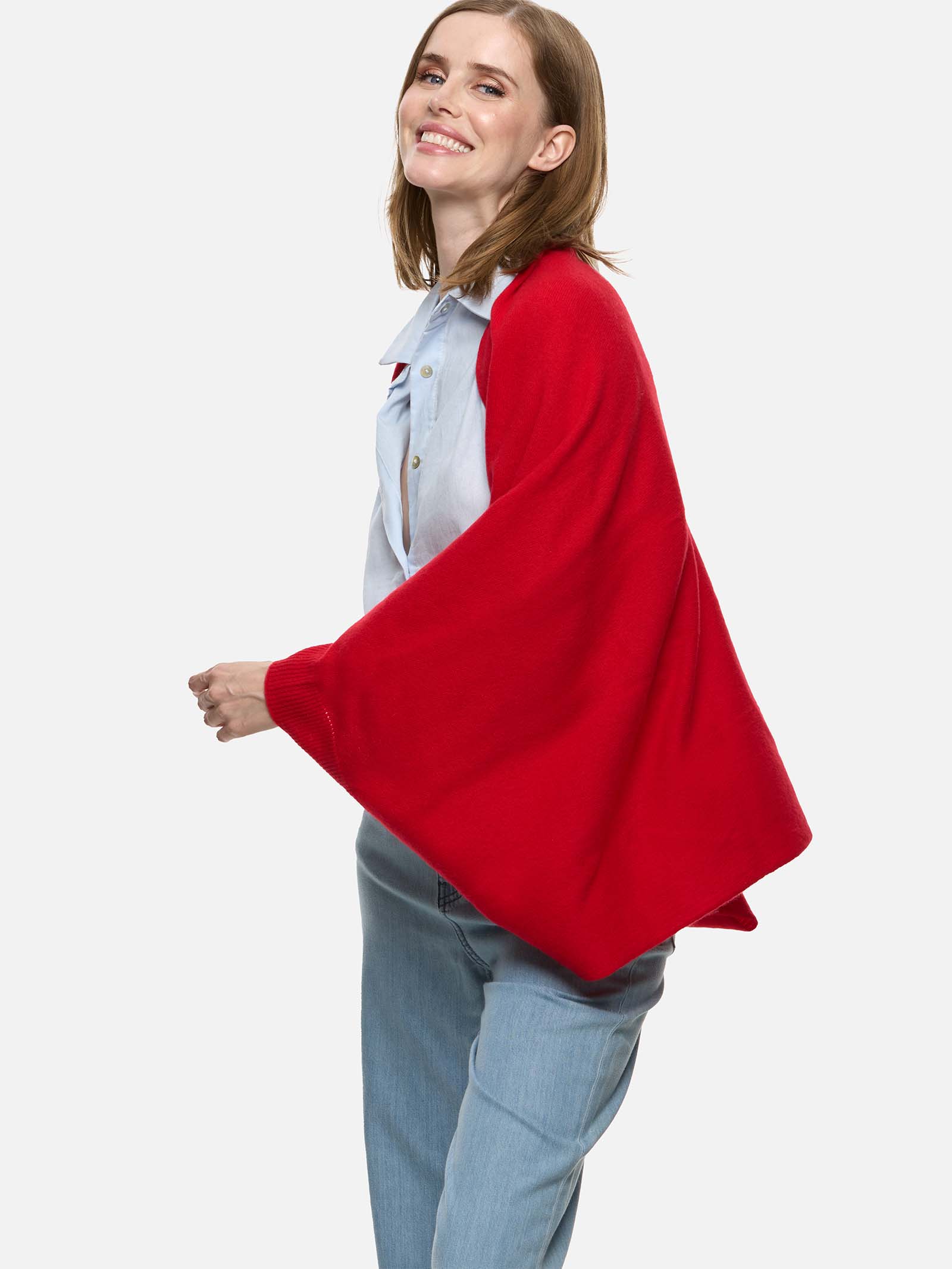 Red Wearable Cashmere Wrap - Image 5