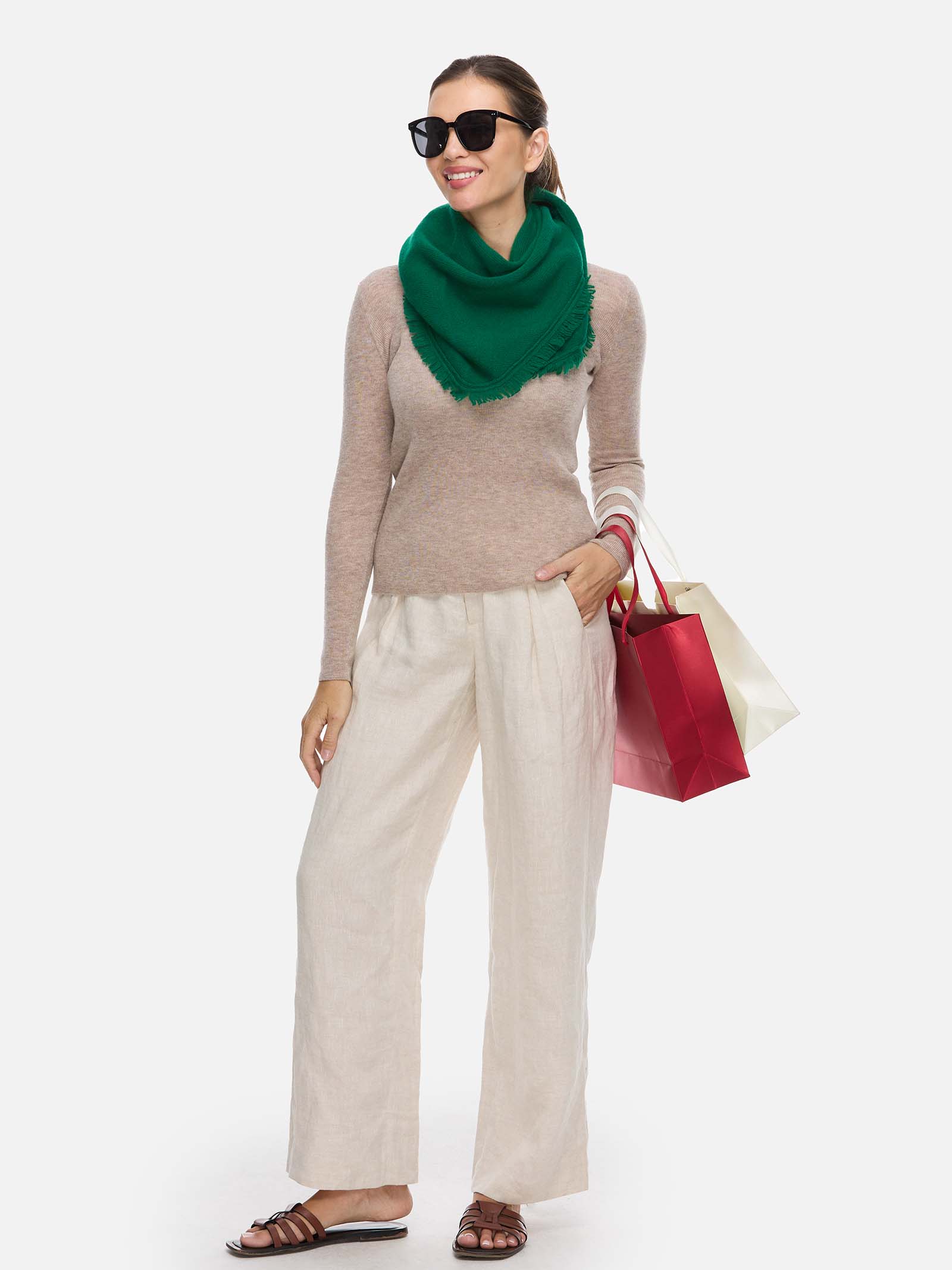 Triangle Green Cashmere Scarf - Image 5
