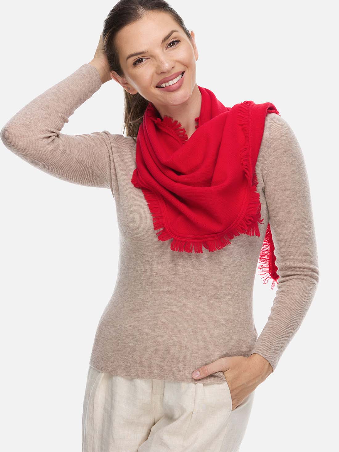 Triangle Red Cashmere Scarf - Image 3