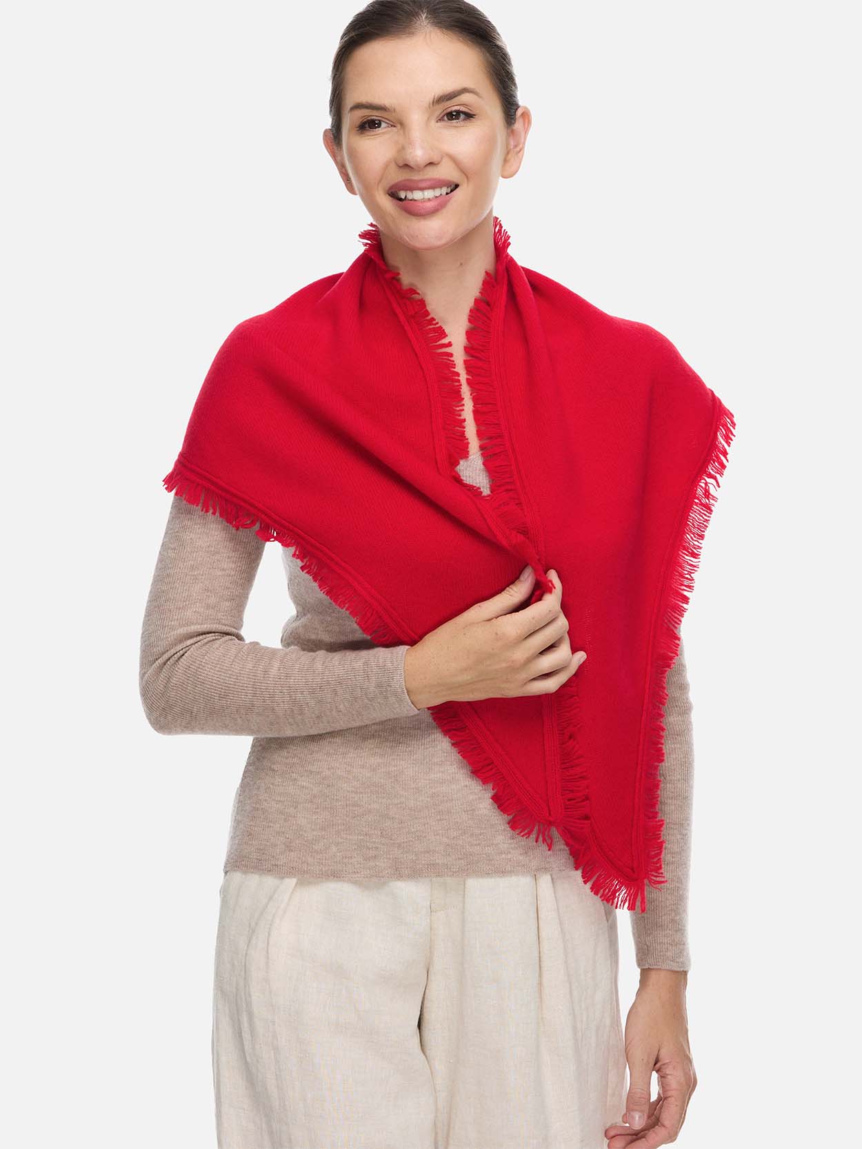 Triangle Red Cashmere Scarf - Image 4