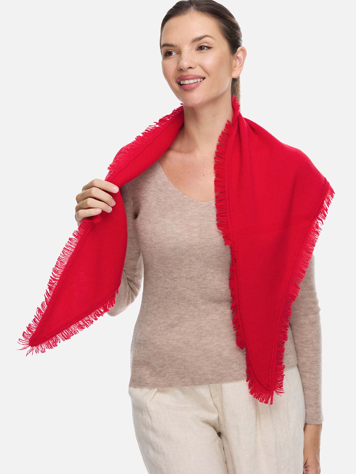 Triangle Red Cashmere Scarf - Image 5