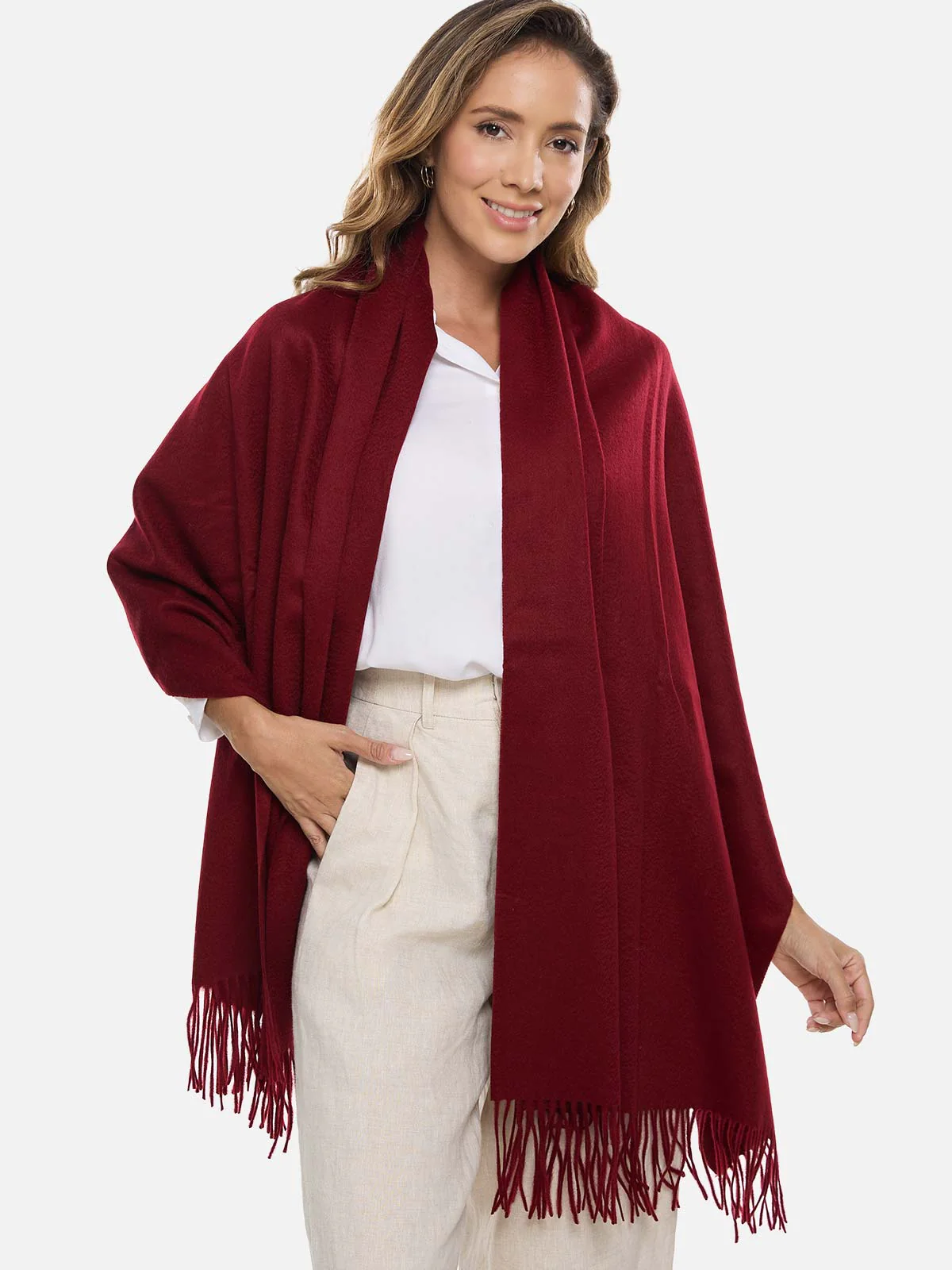Wine Red Cashmere Wrap - Image 4