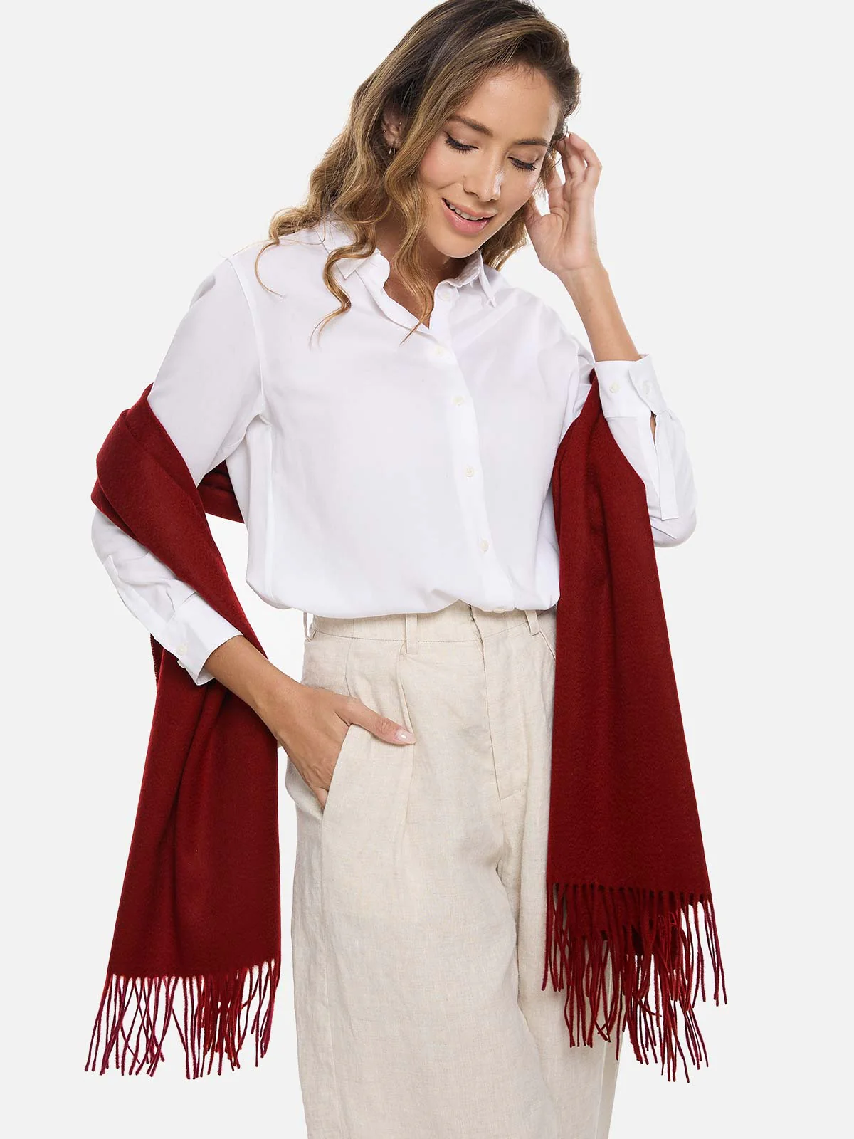 Wine Red Cashmere Wrap - Image 5